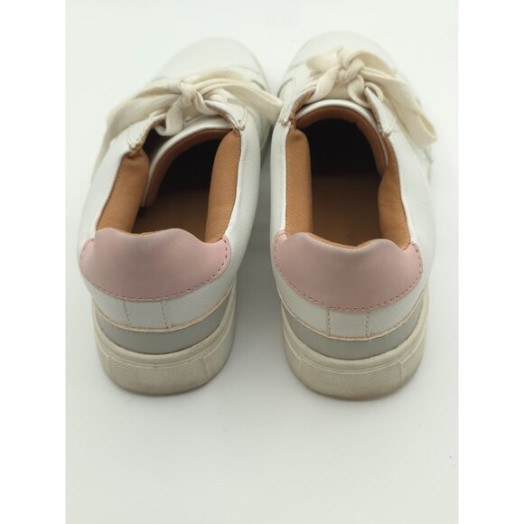 dolce vita Women's Court Sneakers White With Pink Leather Accent Size 6 - Picture 4 of 7